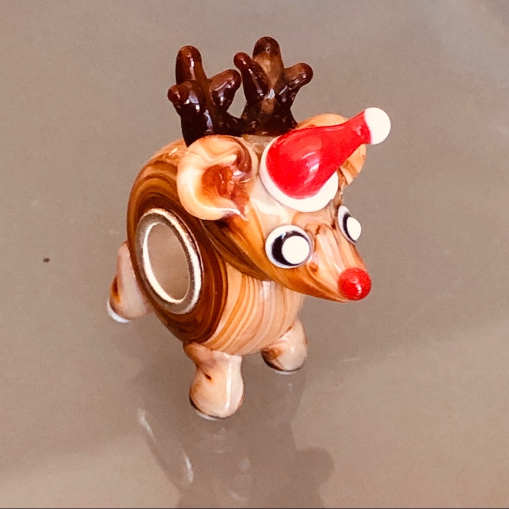 Christmas charm  Rudolph reindeer work w/pandora